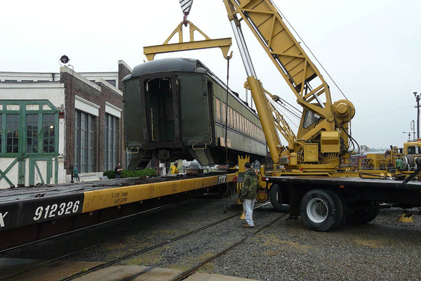 Loading coach on flat car October 2007 Alan Maples photo.jpg