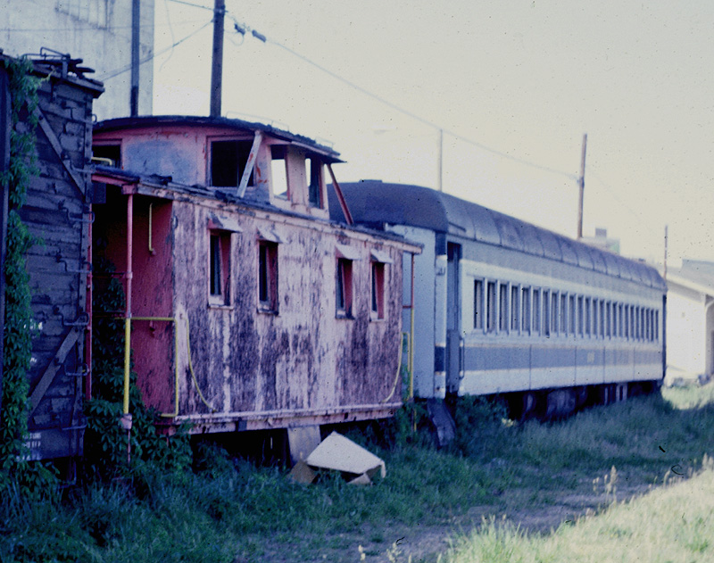 Virginia Central caboose and coach 1977 Alan Maples photo.jpg