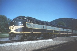Erie No. 833 on a passenger train in September of 1959, from the Railfan.Net ABPR Archive.